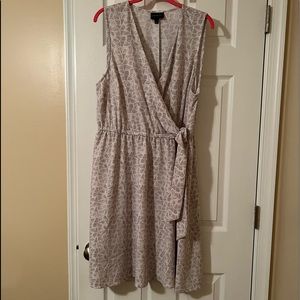 Lane Bryant Taupe/white faux wrap dress